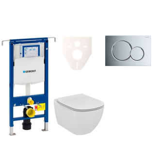 Cenovo zvýhodnený závesný WC set Geberit do ľahkých stien / predstenová montáž + WC Ideal Standard Tesi 111.355.00.5NE2