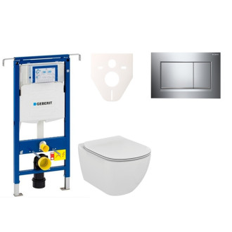 Cenovo zvýhodnený závesný WC set Geberit do ľahkých stien / predstenová montáž + WC Ideal Standard Tesi 111.355.00.5NE6
