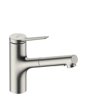 Drezová batéria Hansgrohe Zesis s vyťahovacou sprškou, 2 prúdy nerez 74803800