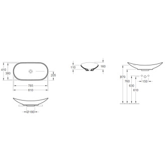 Umývadlo na dosku Villeroy &amp; Boch My Nature 81x41 cm bez otvoru pre batériu 411080R1