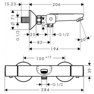 Vaňová batéria Hansgrohe Ecostat bez sprchového setu 150 mm chróm 13123000