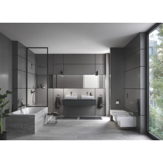 Hlavová sprcha Grohe Rainshower Cube na stenu vrátane sprchového ramena kartáčovaný Hard Graphite 26564AL0