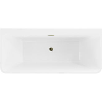 Mexen Volta voľne stojaca vaňa nástenná 170 x 75 cm, biela, zlatý prepad - 51131707500-50