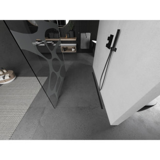 Mexen Kyoto voľne stojaca sprchová stena 110 x 200 cm, biely vzor 8 mm, pištoľový kov - 800-110-002-95-97