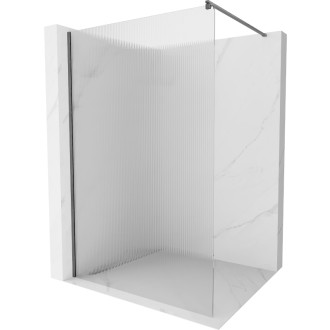 Mexen Kyoto Walk-in sprchová stena 140 x 200 cm, pruhy 8 mm, pištoľová šedá kartáčovaná - 800-140-101-66-09