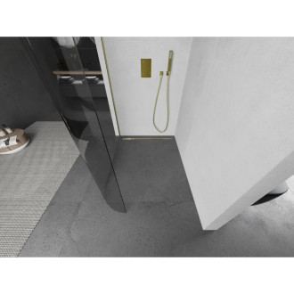 Mexen Kyoto L zaoblená sprchová stena Walk-in 80 x 200 cm, transparentné, brúsené zlato - 800-080-103-55-06