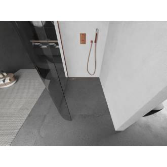 Mexen Kyoto L zaoblená sprchová stena Walk-in 90 x 200 cm, transparentné, ružové zlato - 800-090-103-60-06