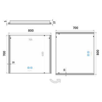 Nimco ZP 11003VX LED zrkadlo 800x700 s dvoma dotykovými senzormi