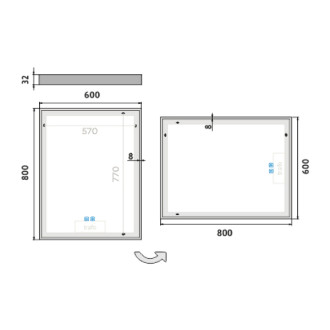 Nimco ZP 13002VX LED zrkadlo 600x800 s dvoma dotykovými senzormi