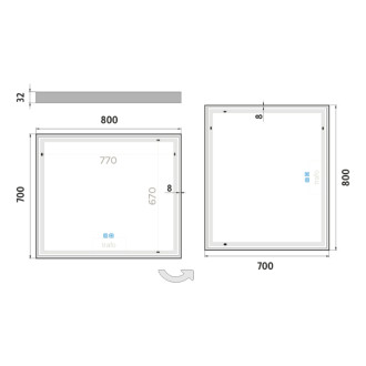 Nimco ZP 13003VX LED zrkadlo 800x700 s dvoma dotykovými senzormi