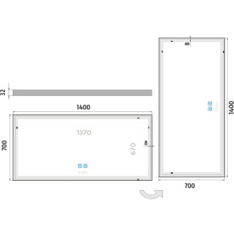 Nimco ZP 13008VX LED zrkadlo 1400x700 s dvoma dotykovými senzormi