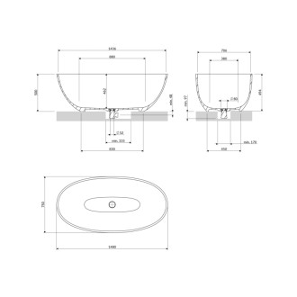 Omnires SHELL M+ voľne stojaca vaňa, 148 x 75 cm, matná biela SHELL148WWBM