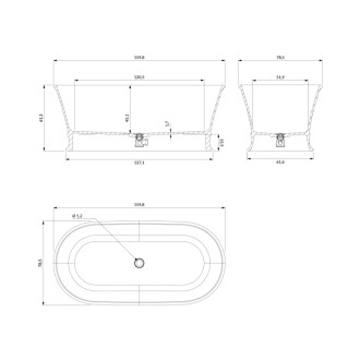 Omnires CLASSICA voľne stojaca vaňa M+, 160 x 79 cm, matná biela CLASSICAWWBM