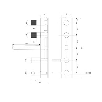 Omnires CONTOUR päť otvorová podomietková vaňová batéria, kartáčovaný antracit CT8037-1AT