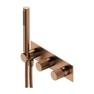 Omnires CONTOUR podomietková vaňovo-sprchová batéria so sprchou, kefa meď CT8035-1CPB