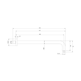 Omnires — nástenné sprchové rameno, 40 cm, chróm lesk RA01K-XCR
