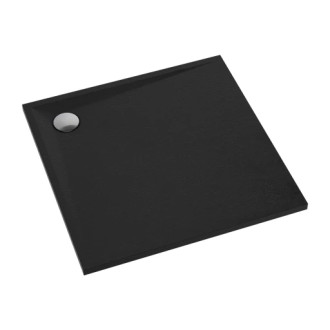 Omnires STONE sprchová vanička s kamennou štruktúrou, 80 x 80 cm, čierny mat STONE80-KBL