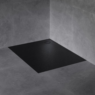 Omnires STONE sprchová vanička s kamennou štruktúrou, 80 x 80 cm, čierny mat STONE80-KBL