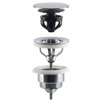 Umývadlová výpusť 5/4“, click-clack, veľká zátka, 10-45mm, chróm 7532.310.5 56378