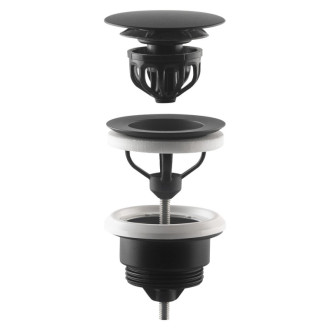 Umývadlová výpusť 5/4“, click-clack, veľká zátka, 10-45mm, čierna mat 7532.310.5X 58942