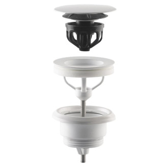 Umývadlová výpusť 5/4“, click-clack, veľká zátka, 10-45mm, biela mat 7532.310.5XD 58943