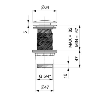 Umývadlová výpusť 5/4“, neuzatvárateľná, veľká zátka, 10-80mm, ABS/chróm CV1232 59350
