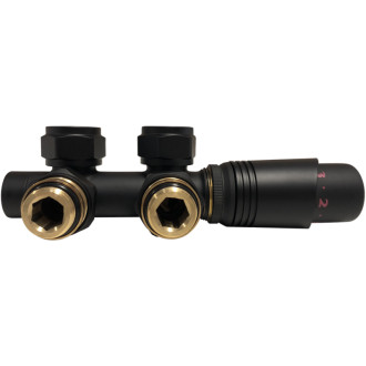 CERANO - Kúpeľňový radiátorový set Pyrodes - kombinované vykurovanie, wifi tyč - stredové pripojenie 50 mm - 647W - čierna matná - 1250x530 mm