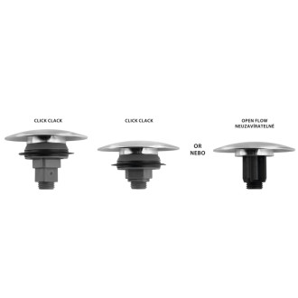 Umývadlová výpusť 5/4“, click-clack, keramická zátka, 5-65mm, biela 60928