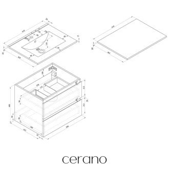 CERANO - Doska pod umývadlo Navira Slim - 121x46,5x1,8 cm - skrinka Carole 59 cm - biela matná - konzola chróm