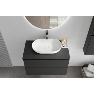 CERANO - Doska pod umývadlo Navira Slim - 121x46, 5x1, 8 cm - skrinka Carole 59 cm - čierna matná - konzola čierna