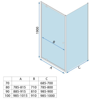 REA Primo Swing Sprchovací kút 100x70 Chrome KPL-K5057