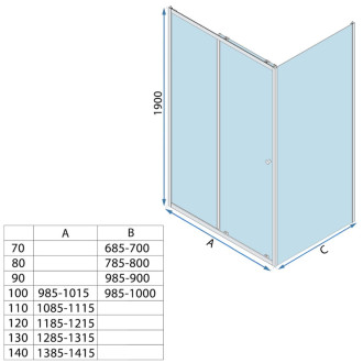 REA Primo Slide Sprchovací kút 140x90 Chrome KPL-K2571
