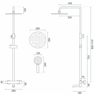 Sprchová sada s termostatom REA LUNGO Titan