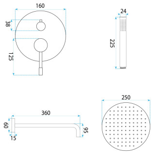 Podomietková sprchová sada Rea Lungo Diamond Chrome + BOX