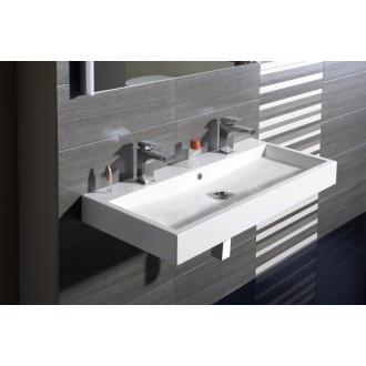 ORINOKO umývadlo 100x42cm, 2 otvory pre batériu, liaty mramor, biela