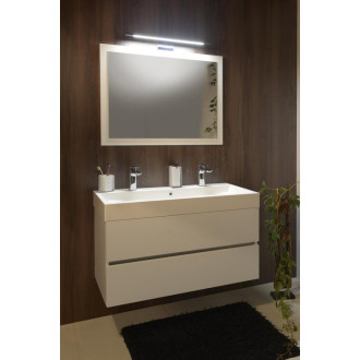 ORINOKO umývadlo 100x42cm, 2 otvory pre batériu, liaty mramor, biela