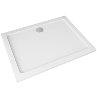 CERANO - Sprchová vanička obdĺžniková Piato - liaty mramor - biela lesklá - 100x90x3 cm