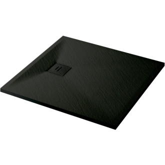 CERANO - Sprchová vanička štvorcová Pablo - SMC/minerálny kompozit - štruktúrovaná čierna matná - 80x80 cm
