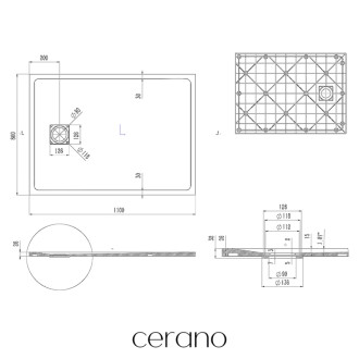 CERANO - Sprchová vanička obdĺžniková Pablo - SMC/minerálny kompozit - štruktúrovaná čierna matná - 110x80 cm