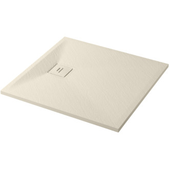 CERANO - Sprchová vanička štvorcová Pablo - SMC/minerálny kompozit - štruktúrovaná ivory - 90x90x3 cm