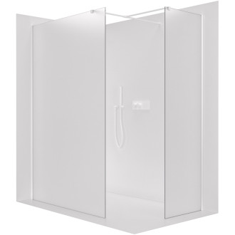 CERANO - Sprchová zástena Walk-in Onyx TL/P - 8 mm - hranatá vzpera - biela matná, mliečne sklo - 150x90x200 cm