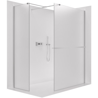 CERANO - Sprchová zástena Walk-in Onyx TL/P - 8 mm - hranatá vzpera + polička/držiak na uteráky - chróm, mliečne sklo - 160x90x200 cm