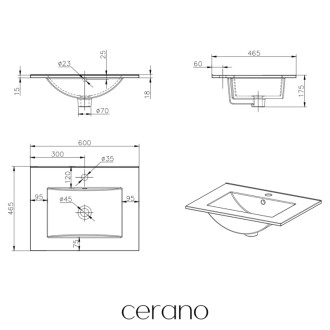 CERANO - Kúpeľňová skrinka Carole + keramické umývadlo Todo - dub medový - 71x49,5x46,5 cm