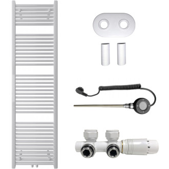 CERANO - Kúpeľňový radiátorový set Lincoln - kombinované vykurovanie, wifi tyč - stredové pripojenie 50 mm - 300W - biela lesklá - 1800x500 mm