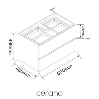 CERANO - Doska pod umývadlo Navira Slim - 121x46, 5x1, 8 cm - skrinka Carole 59 cm - betónovo šedá - konzola čierna