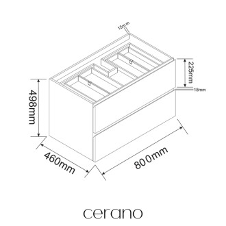 CERANO - Doska pod umývadlo Navira Slim - 161x46,5x1,8 cm - skrinka Carole 79 cm - betónovo šedá - konzola chróm