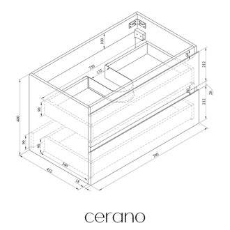 CERANO - Doska pod umývadlo Navira Slim - 161x46,5x1,8 cm - skrinka Carole 79 cm - betónovo šedá - konzola chróm