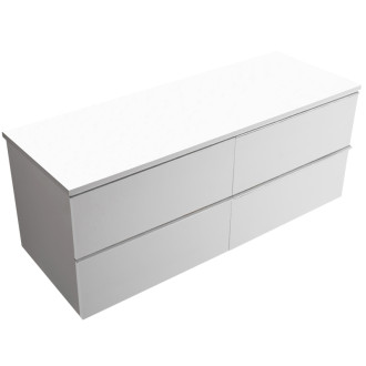 CERANO - Kúpeľňová skrinka Velora - biela matná, úchytka chrómová + doska pod umývadlo Navira Slim - 18 mm - 120x54, 8x46, 5 cm
