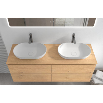 CERANO - Kúpeľňová skrinka Carole s doskou pod umývadlo - 18 mm - dub medový - 141x49, 8x46, 5 cm