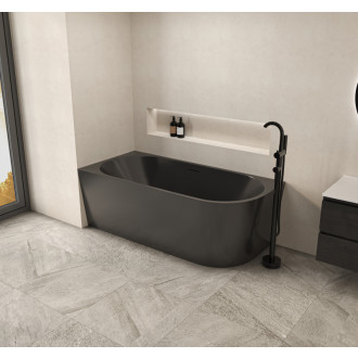 CERANO - Voľne stojaca akrylátová vaňa Bianco, ľavá - čierna matná - 170x80 cm